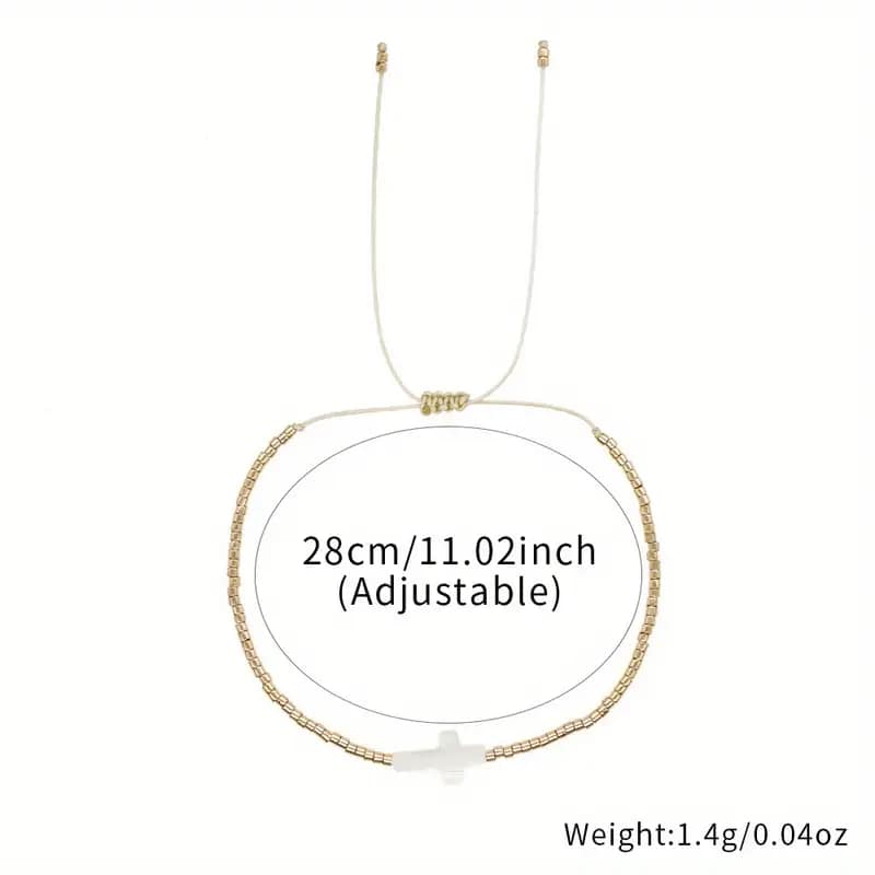 Pulsera Dorada con Cruz de Concha - Image 3