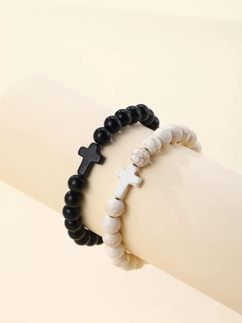 Set de 2 Pulseras para Pareja – Blanco y Negro